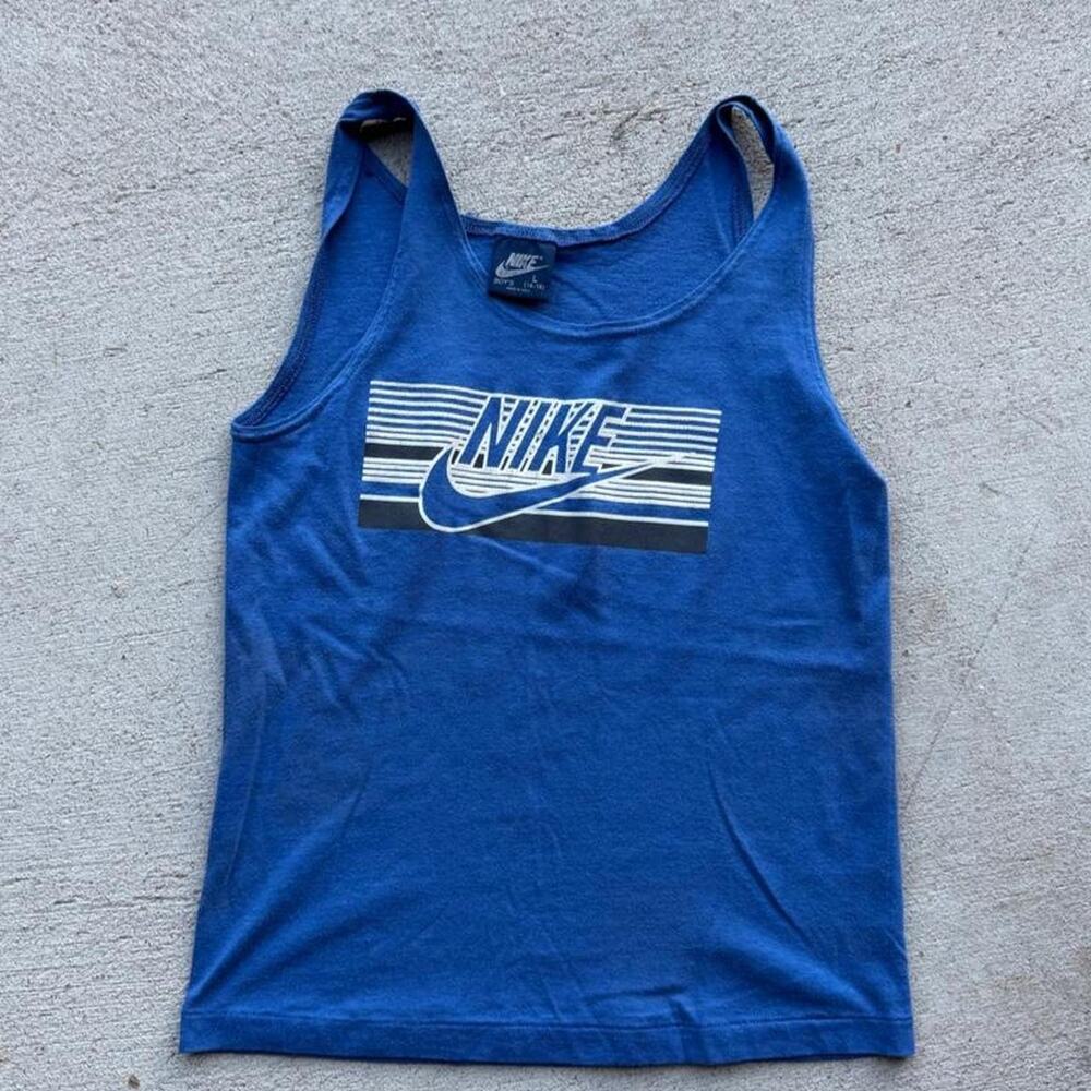 Vintage 80s nike boys blue tank top shirt large